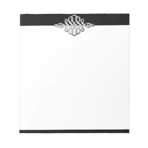 Bloc De Notas Elegante embellecimiento plateado sobre negro