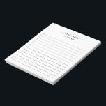 Bloc De Notas Elegante en blanco y negro moderno<br><div class="desc">Elegante bloc de notas en blanco y negro para hacer lista con tu nombre con cambios en una caligrafía manuscrita junto con una lista de verificación. Un diseño sencillo y femenino,  ideal para una profesora o para una pequeña empresa.</div>