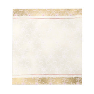 Bloc De Notas Elegante encaje floral rosa y dorado