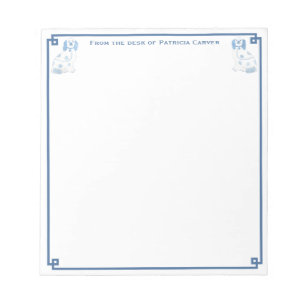 Bloc De Notas Elegante Escritorio De Perros De La Cerámica Azul