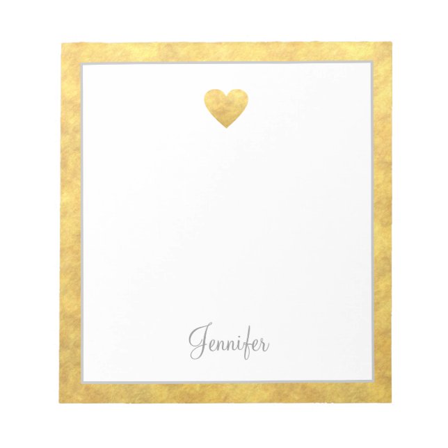 Bloc De Notas Elegante escritura Relieve metalizado dorado Borde (Frente)