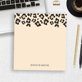 Bloc De Notas Elegante Estampado de Leopardo Guepardo Marrón Neg