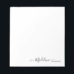 Bloc De Notas Elegante estilo moderno de escritura Girly Black<br><div class="desc">Bloc de notas en negro con estilo moderno de escritura giratoria</div>