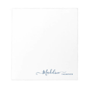 Bloc De Notas Elegante estilo moderno de la Marina Girly Azul