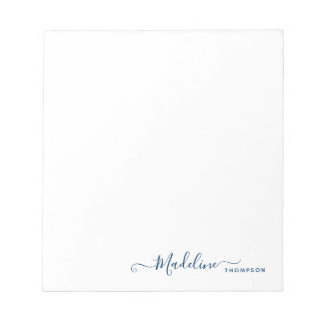 Bloc De Notas Elegante estilo moderno de la Marina Girly Azul