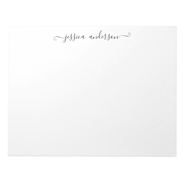 Bloc De Notas Elegante estilo moderno Gris Feminine Girly Script (Frente)