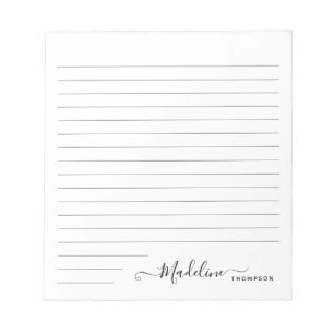 Bloc De Notas Elegante Estilo Moderno Guión Giral Negro