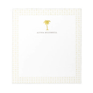 Bloc De Notas Elegante Faux Gold Palm Tree