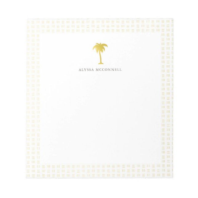 Bloc De Notas Elegante Faux Gold Palm Tree (Frente)