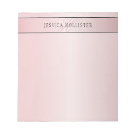 Bloc De Notas Elegante Faux Rosa Dorado | Nombre e Iniciales