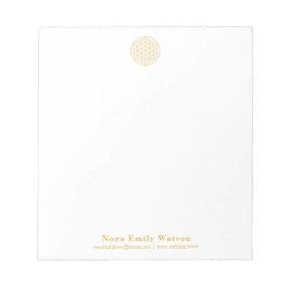 Bloc De Notas Elegante Flor de la Vida Dorada Profesional 