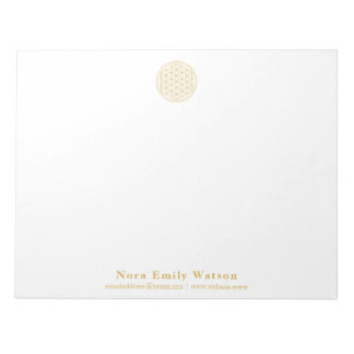 Bloc De Notas Elegante Flor dorada de vida profesional grande