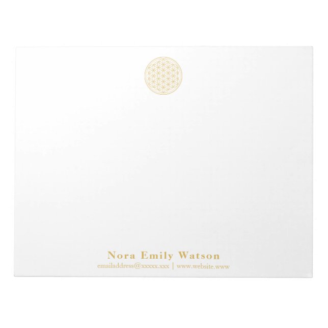 Bloc De Notas Elegante Flor dorada de vida profesional grande (Frente)