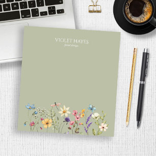 Bloc De Notas Elegante Flor Silvestre Floral Personalizado