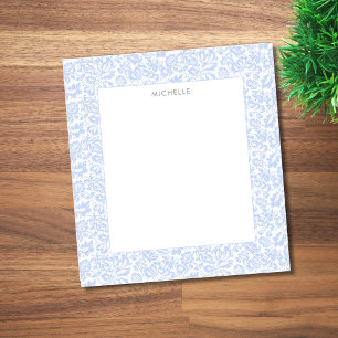 Bloc De Notas Elegante Floral Botánico Veneciano Azul Vintage