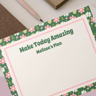 Bloc De Notas Elegante floral verde rosa verde