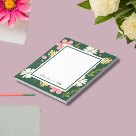 Bloc De Notas Elegante floral verde rosa verde