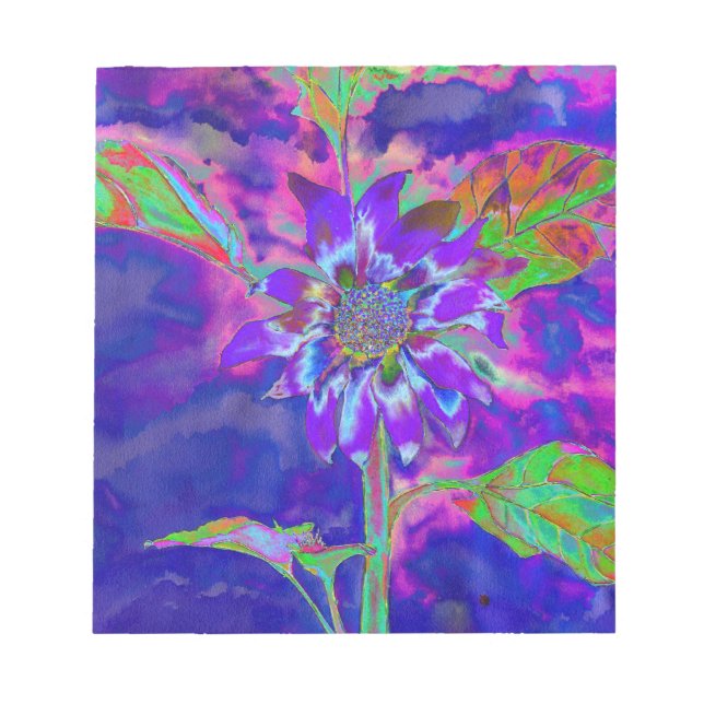 Bloc De Notas Elegante girasol floral púrpura (Frente)