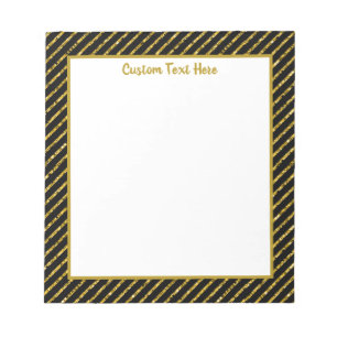 Bloc De Notas Elegante Glam Black Gold Purpurina Sparkle Stripes