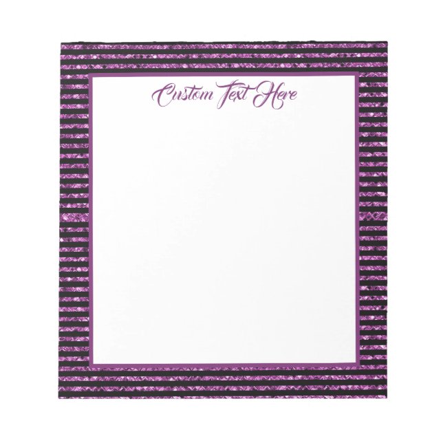 Bloc De Notas Elegante Glam Black Purple Purpurina Sparkle Strip (Frente)