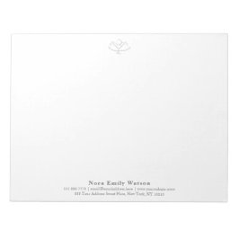 Bloc De Notas Elegante Gran Flor de Loto Gris Profesor de Yoga