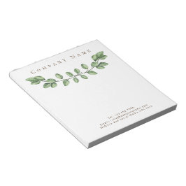 Bloc De Notas Elegante Green Leaf Company Name Notepad
