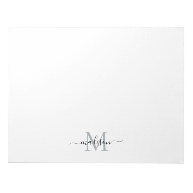 Bloc De Notas Elegante guión moderno de onimato de gris negro (Frente)