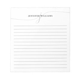 Bloc De Notas Elegante guión negro gris gris moderno Monograma a