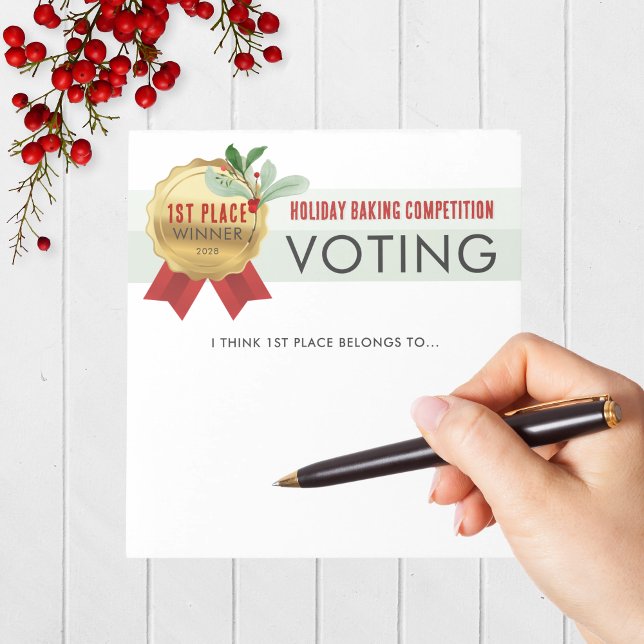 Bloc De Notas Elegante juego de marchas para la votación del Blo (Holiday Contest Voting Notepad Pack of 40 for Christmas Cookie, Ugly Sweater and Baking Competitions)