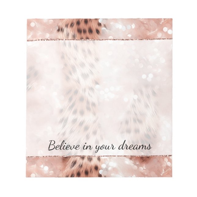 Bloc De Notas Elegante Leopardo de oro rosa de Girona Glitz (Frente)