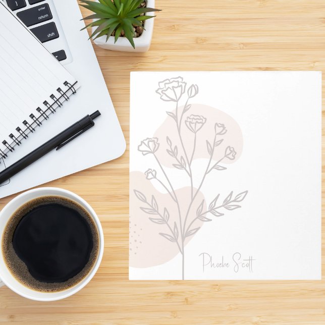Bloc De Notas Elegante Lindo Moderno Simple Boho Floral (Subido por el creador)