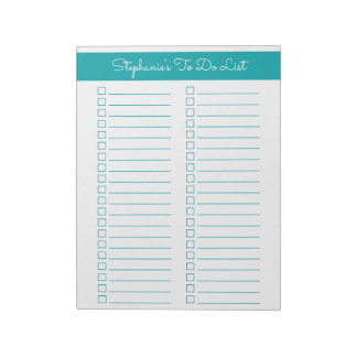 Bloc De Notas Elegante Lista de Verificación Vertical Teal de 8.