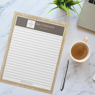 Bloc De Notas Elegante Logotipo de marco marrón de textura dorad