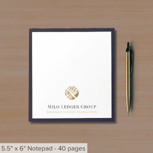 Bloc De Notas Elegante logotipo Personalizado Frontera azul de l