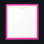 Bloc De Notas Elegante Magenta Gold Personalizado<br><div class="desc">Este bloc de notas presenta un elegante y minimalista borde de magenta grueso y delgado borde dorado. Personalízalo con su nombre o nombre de la empresa.</div>
