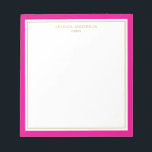 Bloc De Notas Elegante Magenta Gold Personalizado<br><div class="desc">Este bloc de notas presenta un elegante y minimalista borde de magenta grueso y delgado borde dorado. Personalízalo con su nombre o nombre de la empresa.</div>