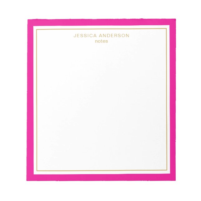 Bloc De Notas Elegante Magenta Gold Personalizado (Frente)