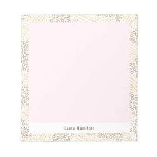 Bloc De Notas Elegante marco dorado con confeti en rosa pálido