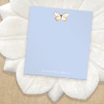 Bloc De Notas Elegante mariposa personalizada<br><div class="desc">Mariposa de color rojizo dibujada a mano sobre fondo azul pastel</div>