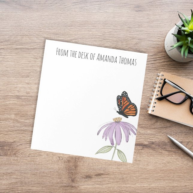 Bloc De Notas Elegante mariposa y flor púrpura estilo (Subido por el creador)