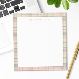 Bloc De Notas Elegante Minimalista Cuadro Rosa Verde