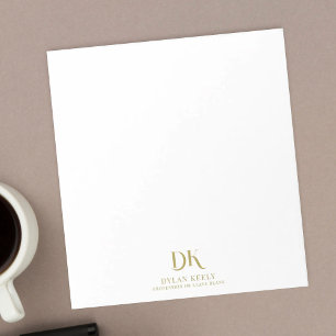 Bloc De Notas Elegante minimalista Monograma Oscuro Oro Estilo