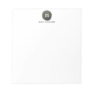 Bloc De Notas Elegante Moda Gris acuarela Círculo Monograma negr