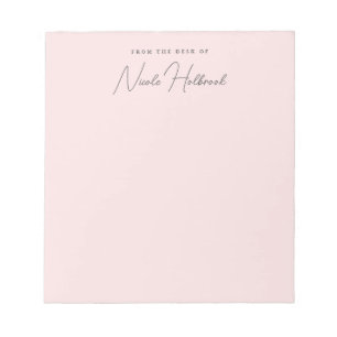 Bloc De Notas Elegante Moda Script Nombre Rubor Rosa Personaliza
