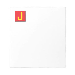 Bloc De Notas Elegante Moderno Profesional Monograma Rojo Amaril
