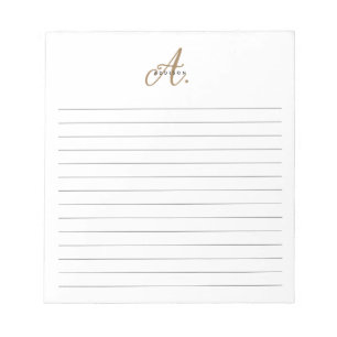 Bloc De Notas Elegante Monograma de la escritura de oro blanco b