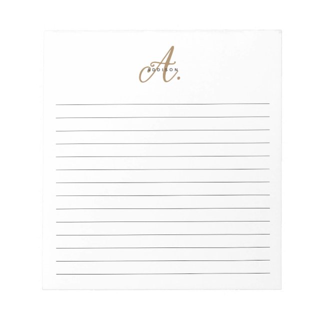 Bloc De Notas Elegante Monograma de la escritura de oro blanco b (Frente)