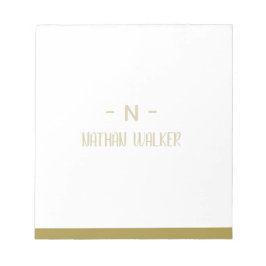 Bloc De Notas Elegante Monograma Dorado y Gris I Minimalista Ele
