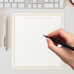 Bloc De Notas Elegante Monograma Minimalista de marfil dorado