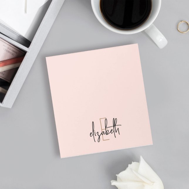 Bloc De Notas Elegante Monograma Nombre Rosa Oro Script (Subido por el creador)